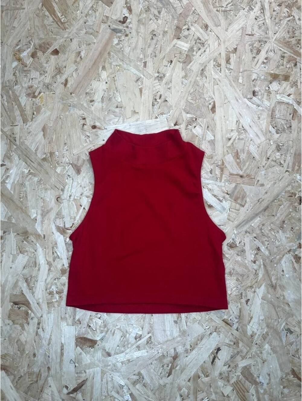 Bozzolo Womens Crop Top Red Ribbed Sleeveless Mock Neck Size M/L